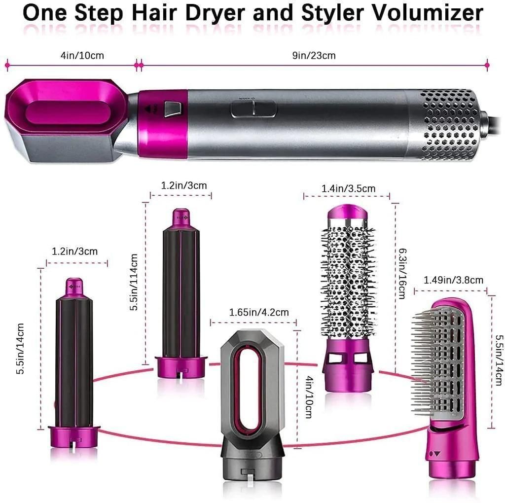 5-in-1 Hair Styler with Hot Air, Detachable Heads & Auto Curler