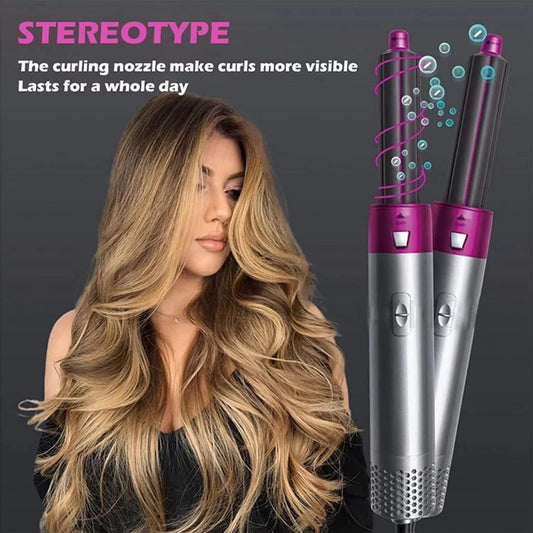 5-in-1 Hair Styler with Hot Air, Detachable Heads & Auto Curler