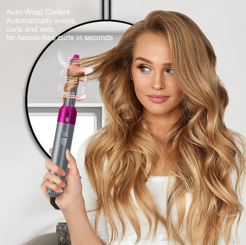 5-in-1 Hair Styler with Hot Air, Detachable Heads & Auto Curler
