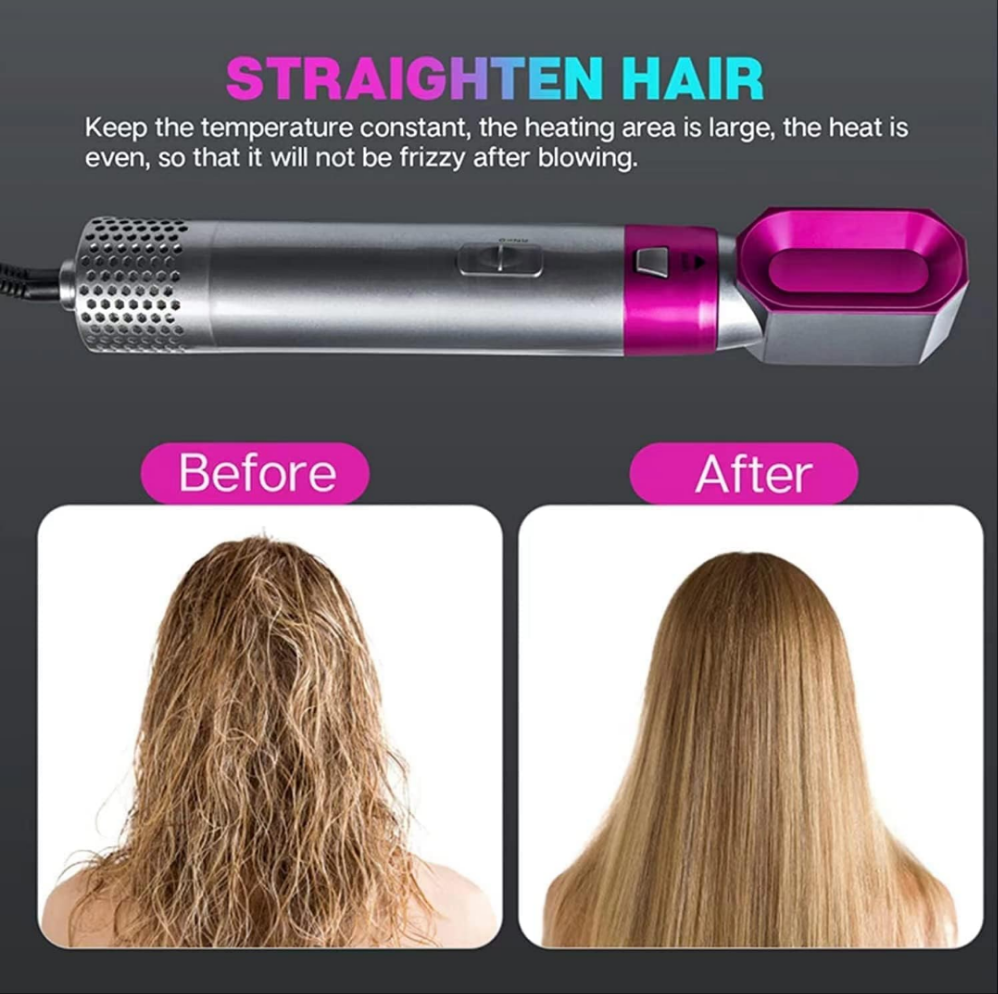 5-in-1 Hair Styler with Hot Air, Detachable Heads & Auto Curler