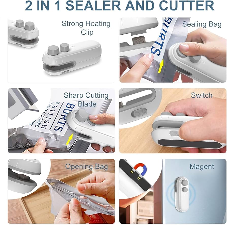 2-in-1 USB Rechargeable Mini Bag Sealer & Cutter
